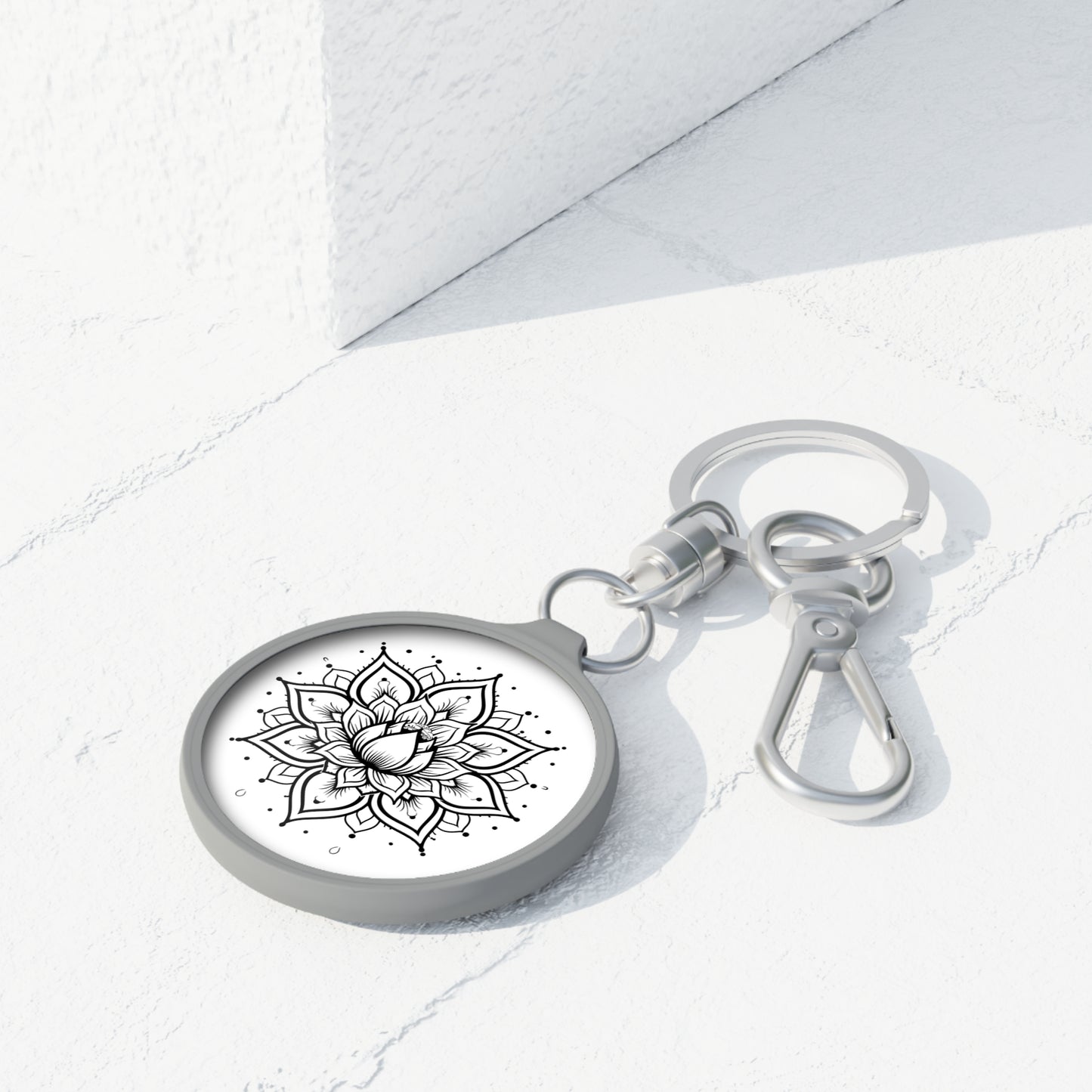 LOTUSBLÜTE MANDALA • Edler Luxus Schlüsselanhänger mit Karabiner für Frauen & Männer