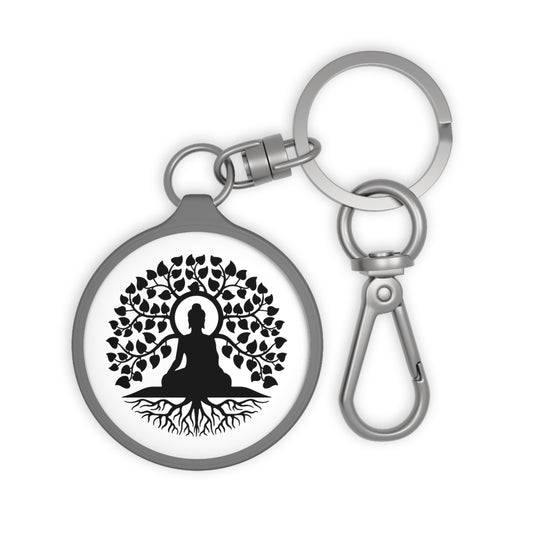 BUDDHA FIGUR & BAUM DES LEBENS • Edler Luxus Schlüsselanhänger mit Karabiner für Frauen & Männer