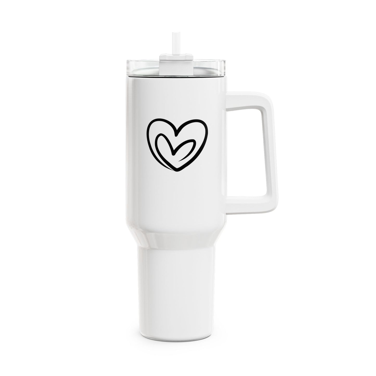 ZWEI HERZEN CLIPART - LOVE • Tumbler mit Henkel & Strohhalm • XXL Reisebecher 1,2L