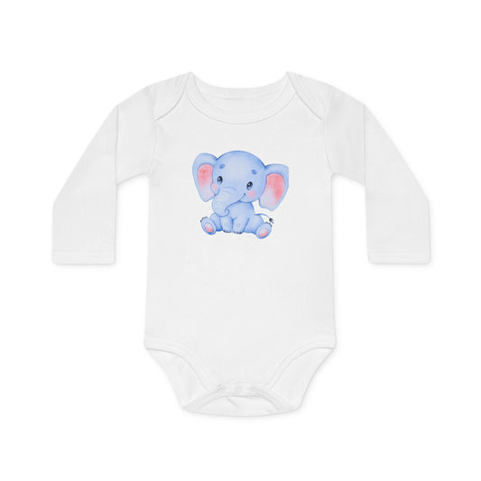 Strampler Elefant • Niedlich Süßer Baby Body Langarm • Mädchen & Jungen • BIO Baumwolle 🌿