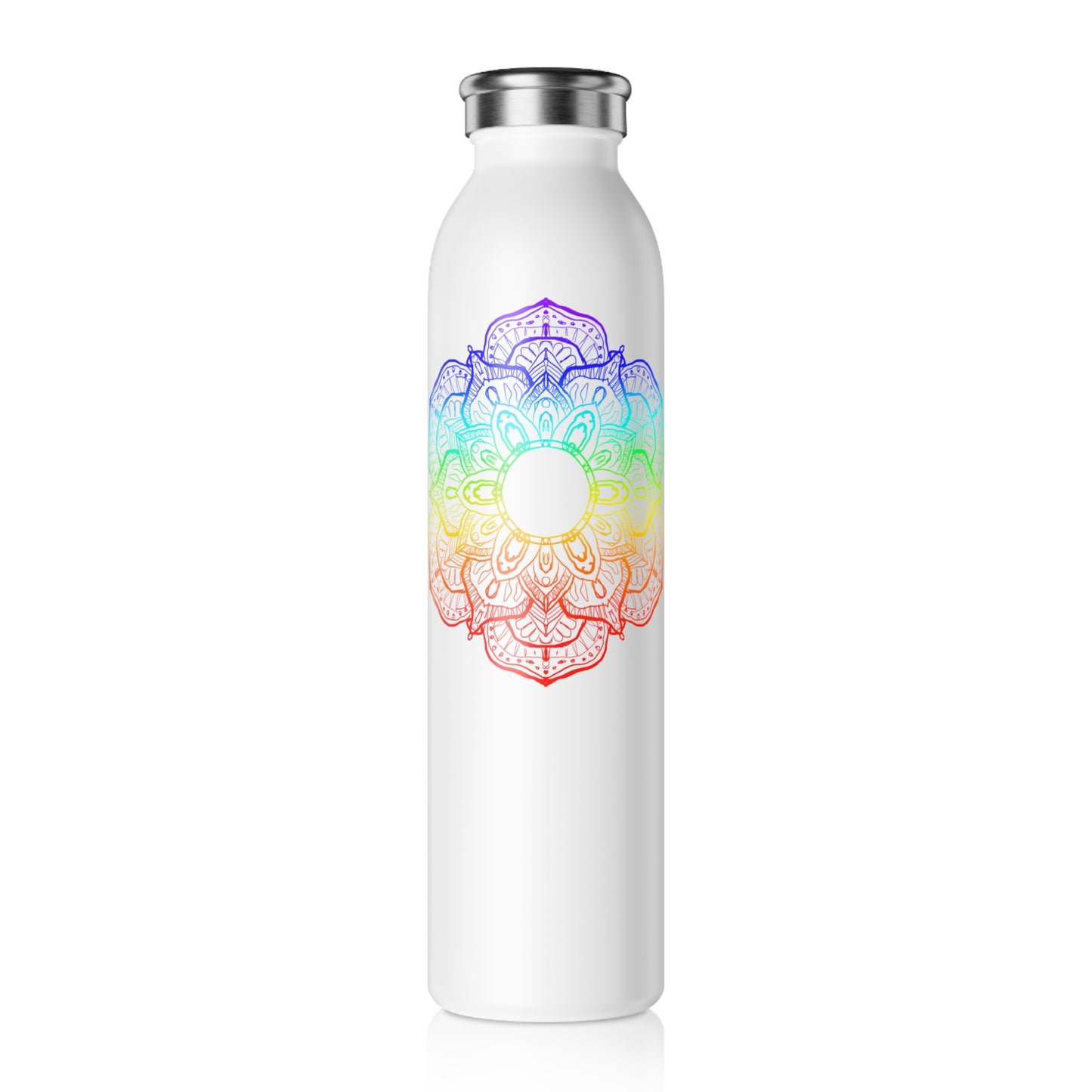 MANDALA BLUME REGENBOGEN • Edelstahl Thermosflasche SLIM • 600 ml