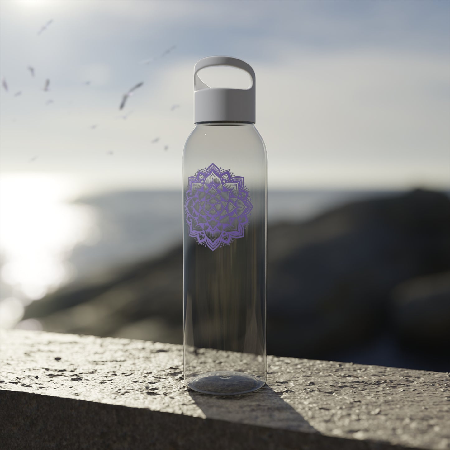 MANDALA BLUME FLORAL LILA VIOLET • Wasserflasche Sky 650 ml