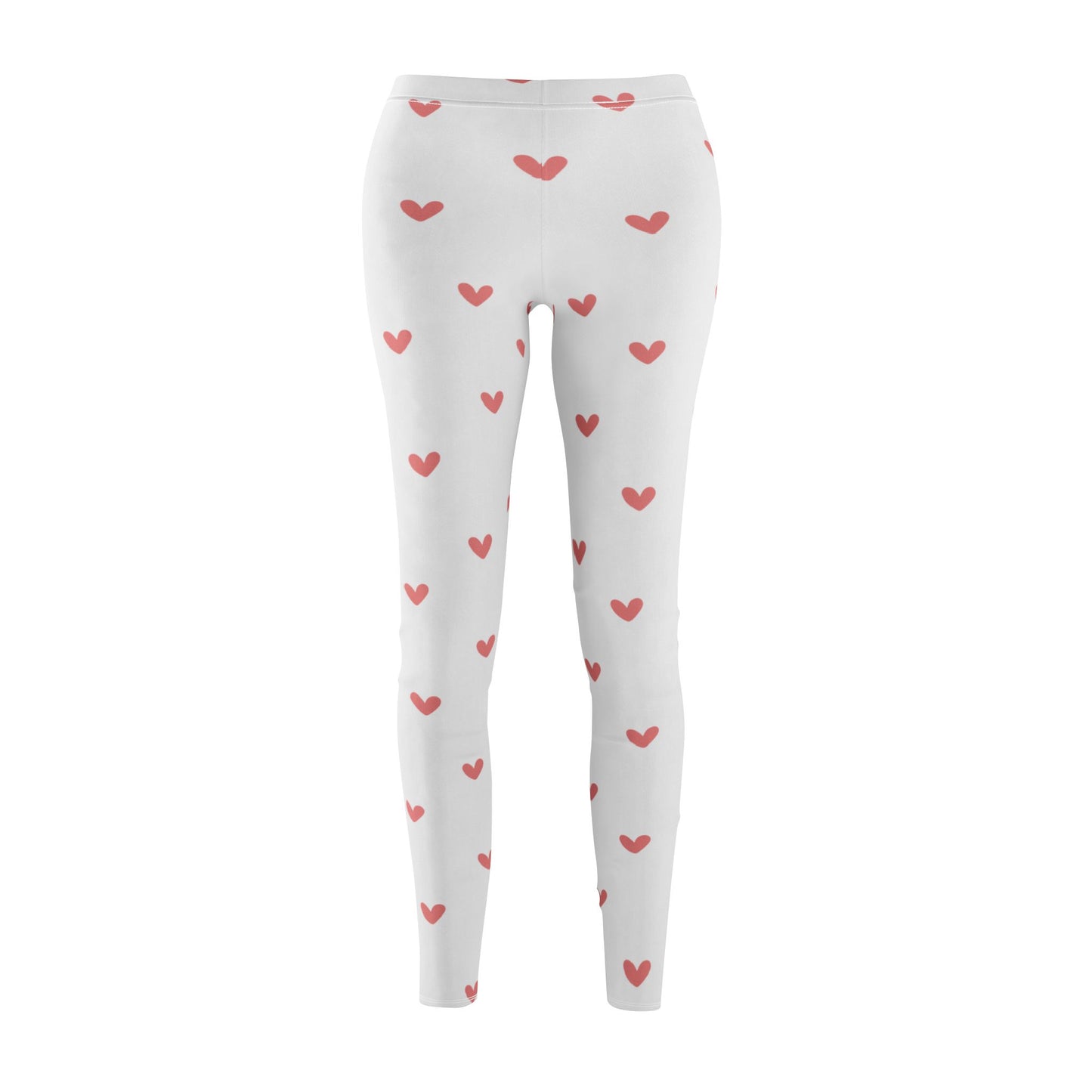 HERZCHEN HERZ PRINT Leggings Damen Weiß • Niedliche Süße Herzchen Muster Leggins Hose • Beste Leggings für Sport & Alltag