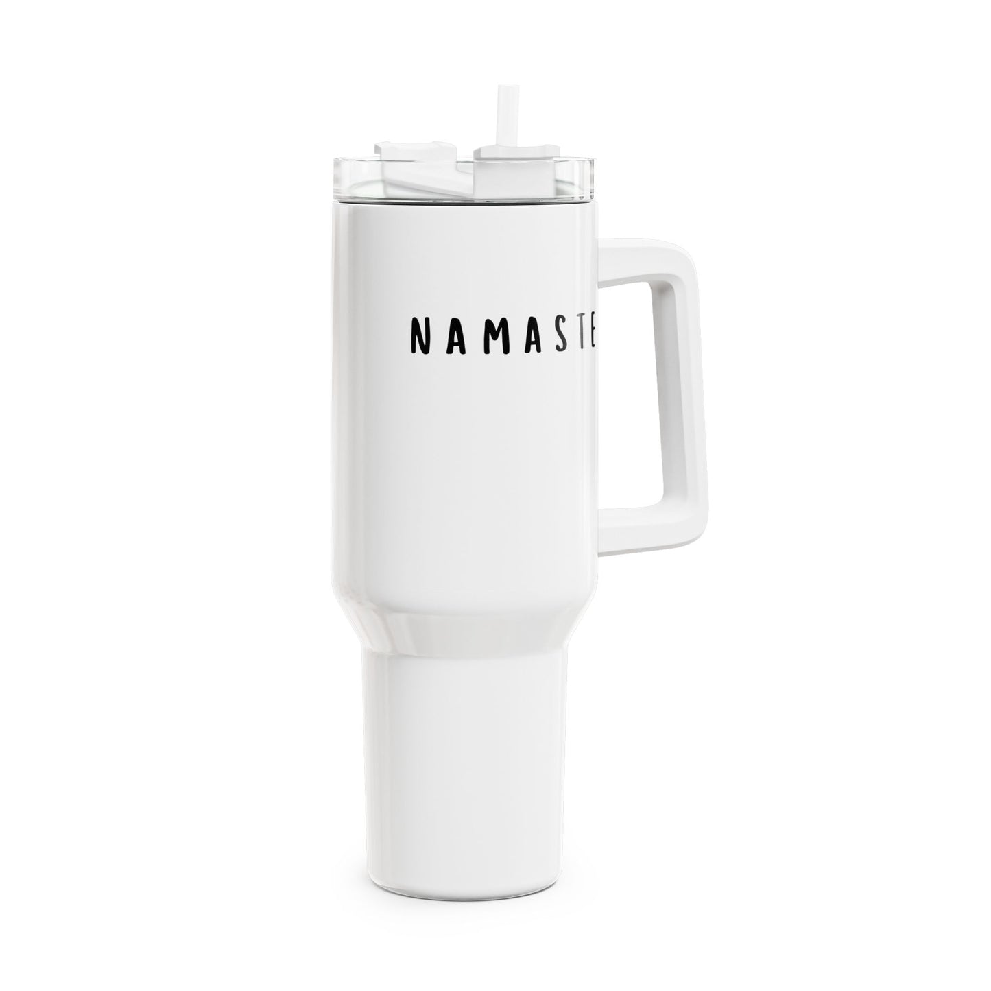 NAMASTE SPRUCH MINIMALISTISCH • Tumbler mit Henkel & Strohhalm • XXL Reisebecher 1,2L - YOGA SANTA