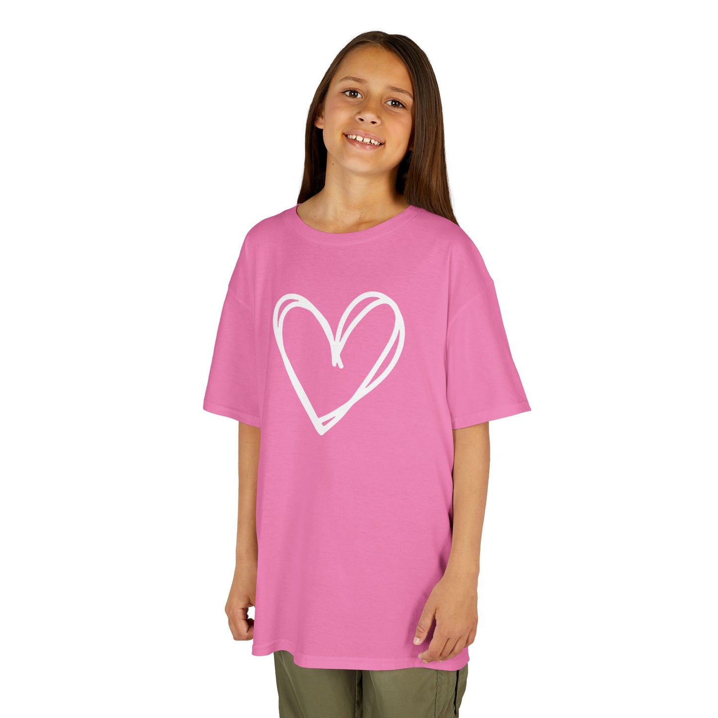 HERZ BILD HERZCHEN HANDGEZEICHNET LOVE PRINT MOTIV • Oversize Kinder T-Shirt Mädchen Jungen • BIO Baumwolle 🌿
