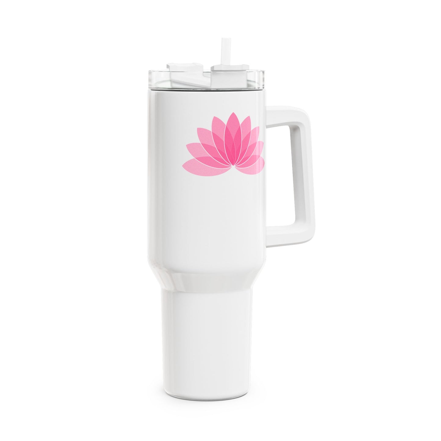LOTUSBLÜTE PINK ROSA  • Tumbler mit Henkel & Strohhalm • XXL Reisebecher 1,2L