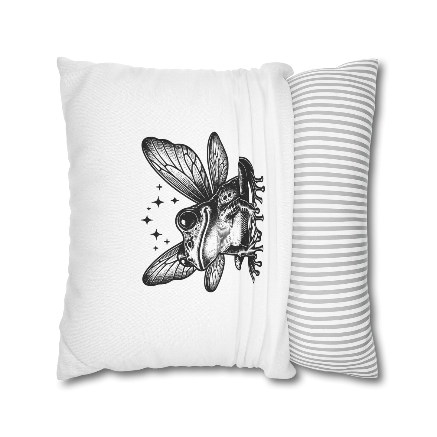 FROSCH LIBELLE VINTAGE • Deko Kissenbezug mit Reißverschluss Quadratisch Weiß