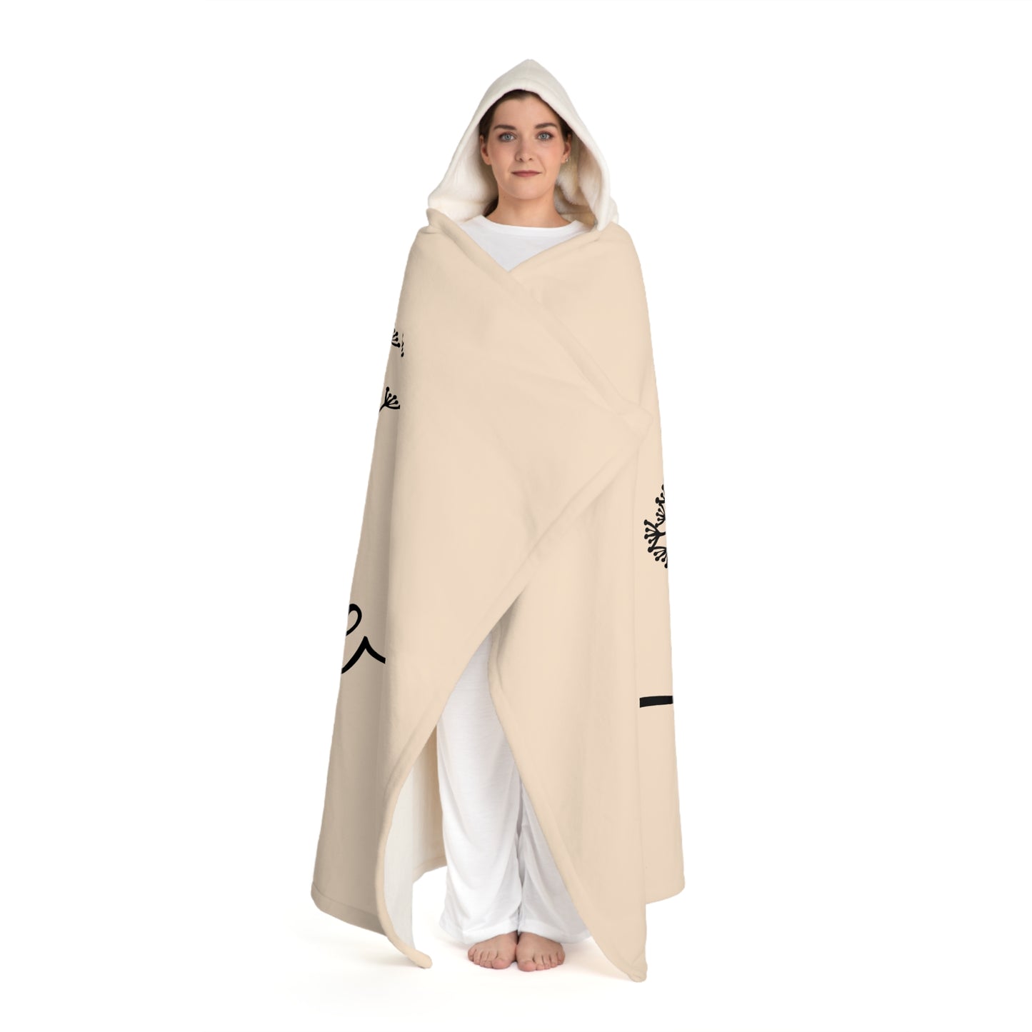 JUST BREATHE - PUSTEBLUMEN MOTIV • Kapuzen Kuscheldecke Beige Creme • Wohndecke Sherpa 130cm x 180cm