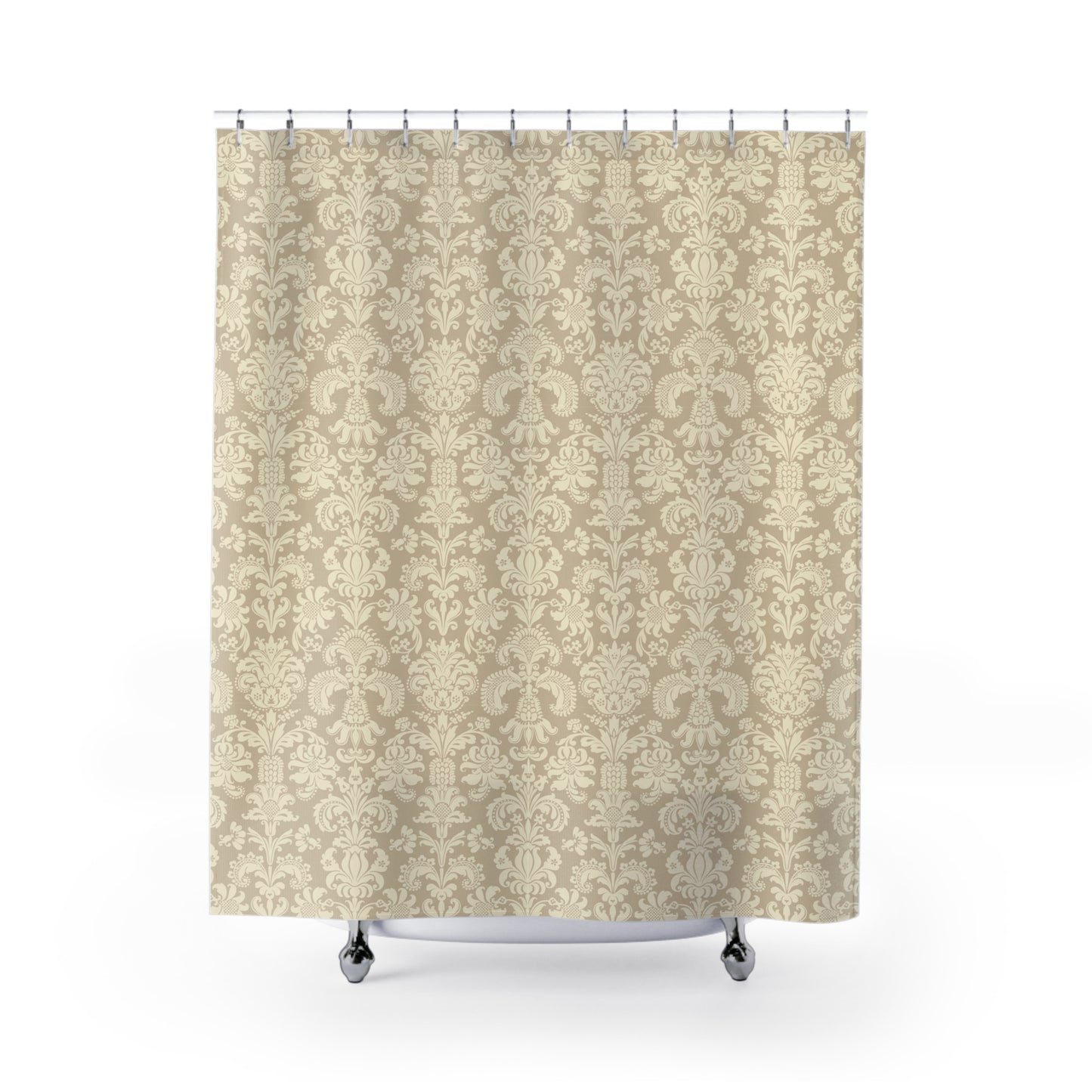 FLORALES BAROCK MUSTER - ZEITLOS LUXURIÖSES DESIGN • Duschvorhang 180x200 cm Beige
