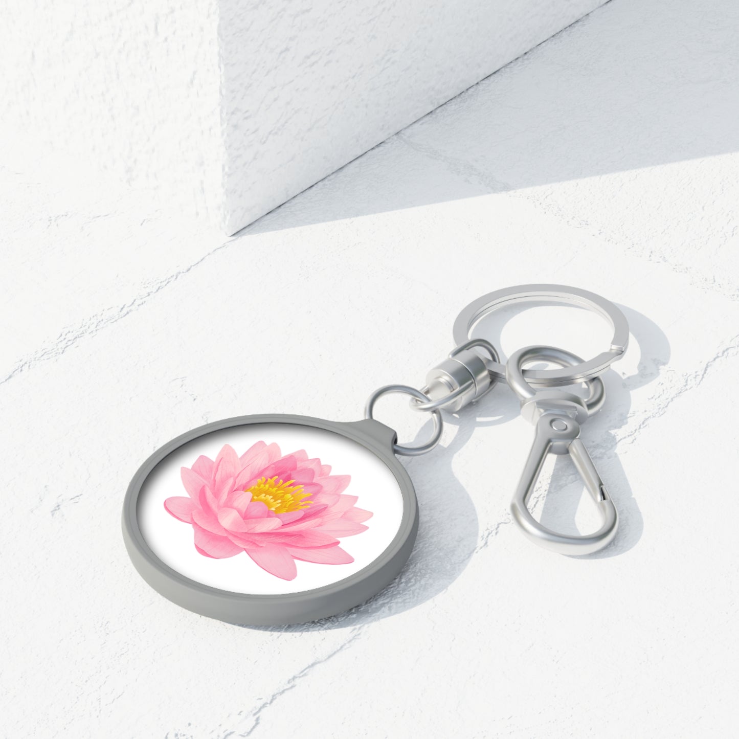 LOTUSBLÜTE ROSA AQUARELL • Edler Luxus Schlüsselanhänger mit Karabiner für Frauen & Männer
