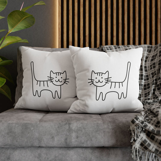 KATZEN KISSENBEZUG NIEDLICH • Deko Kissenbezug mit Reißverschluss Quadratisch Weiß