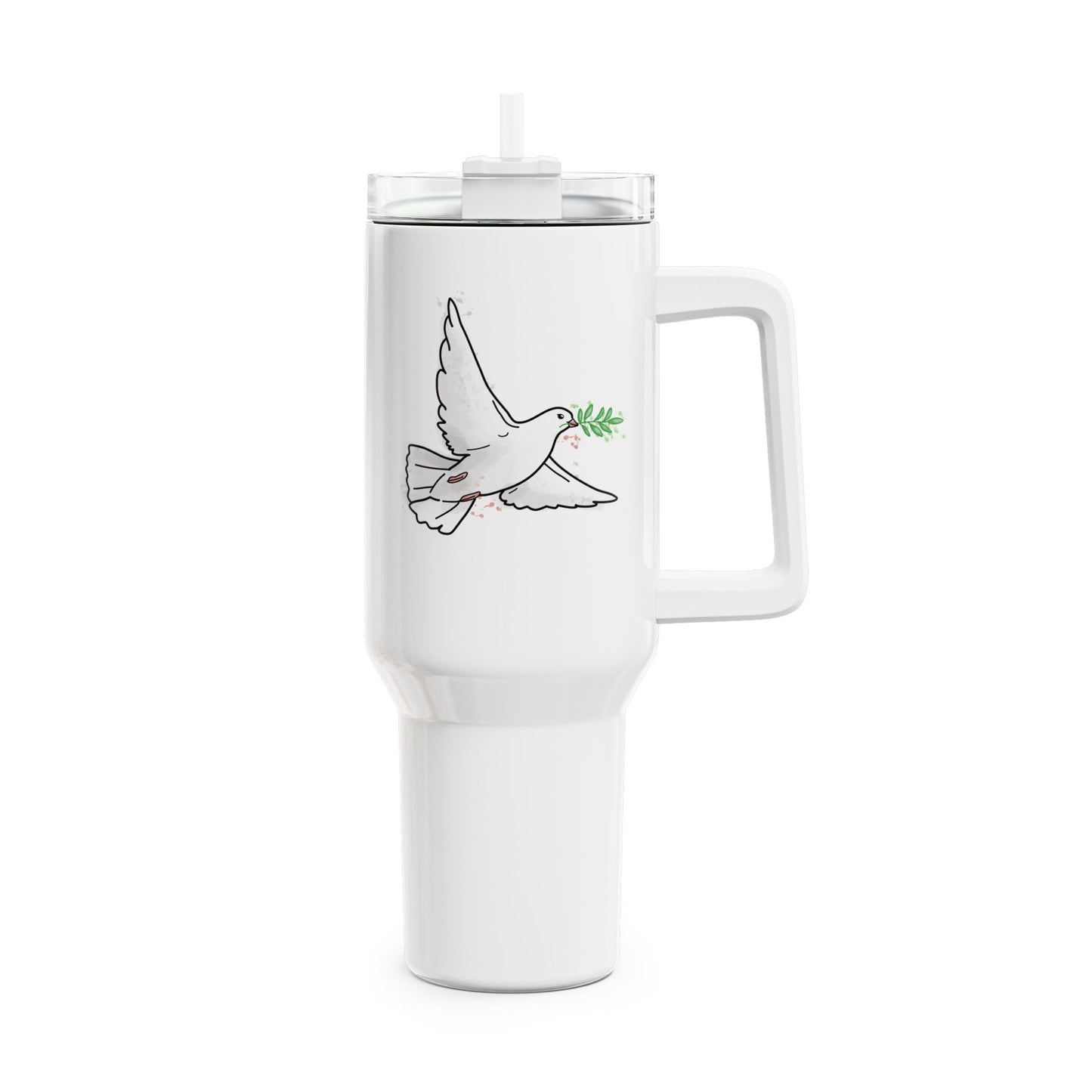 FRIEDENSTAUBE VOGEL PEACE VÖGELCHEN • Tumbler mit Henkel & Strohhalm • XXL Reisebecher 1,2L