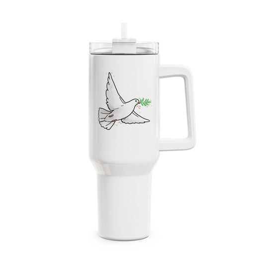 FRIEDENSTAUBE VOGEL PEACE VÖGELCHEN • Tumbler mit Henkel & Strohhalm • XXL Reisebecher 1,2L