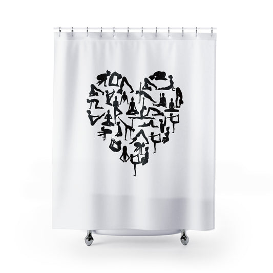 YOGA POSEN ASANA POSTER AUF Duschvorhang 180x200 cm Weiss