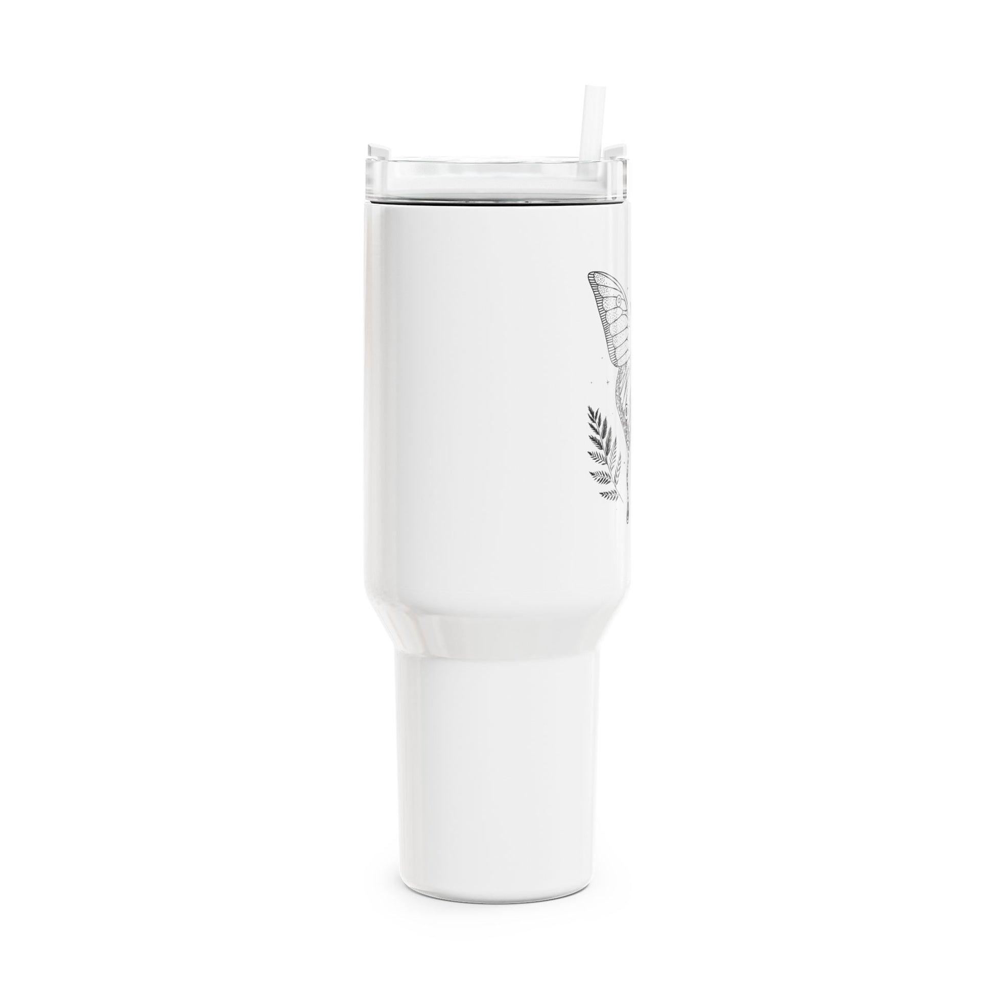 SCHMETTERLING ZEICHNUNG ÄSTHETISCH • Tumbler mit Henkel & Strohhalm • XXL Reisebecher 1,2L - YOGA SANTA