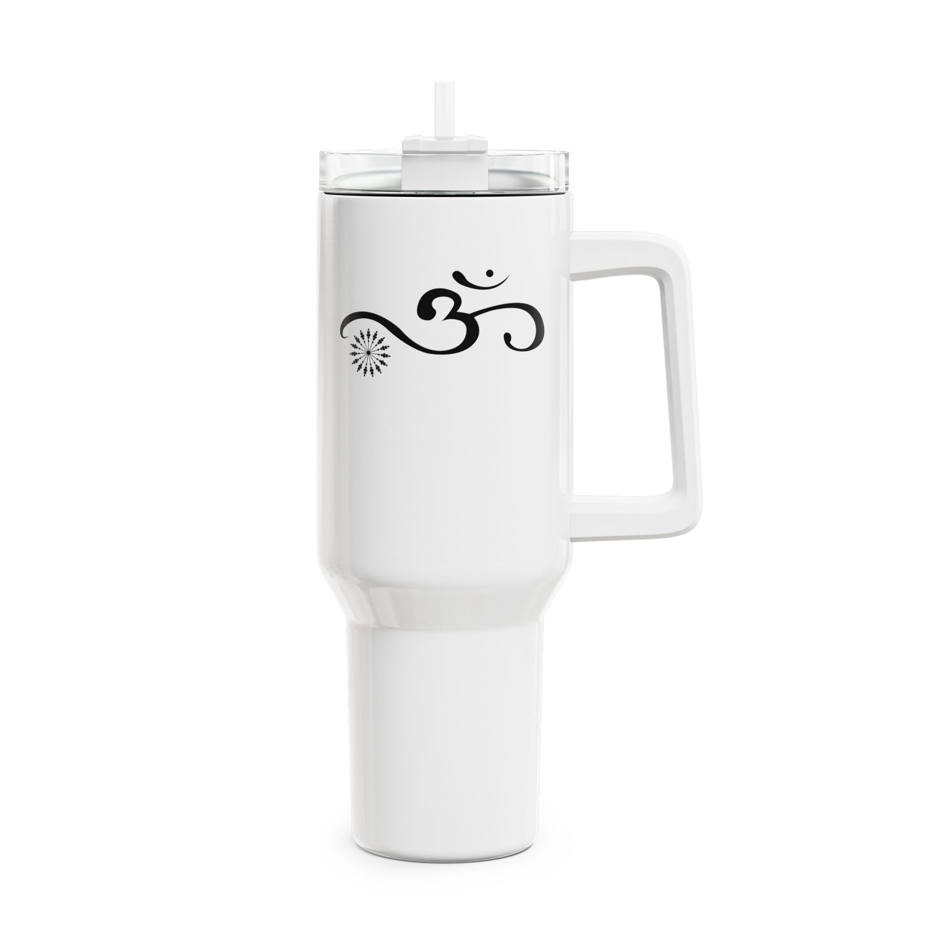 OHM ZEICHEN OM SPIRITUELL • Tumbler mit Henkel & Strohhalm • XXL Reisebecher 1,2L - YOGA SANTA