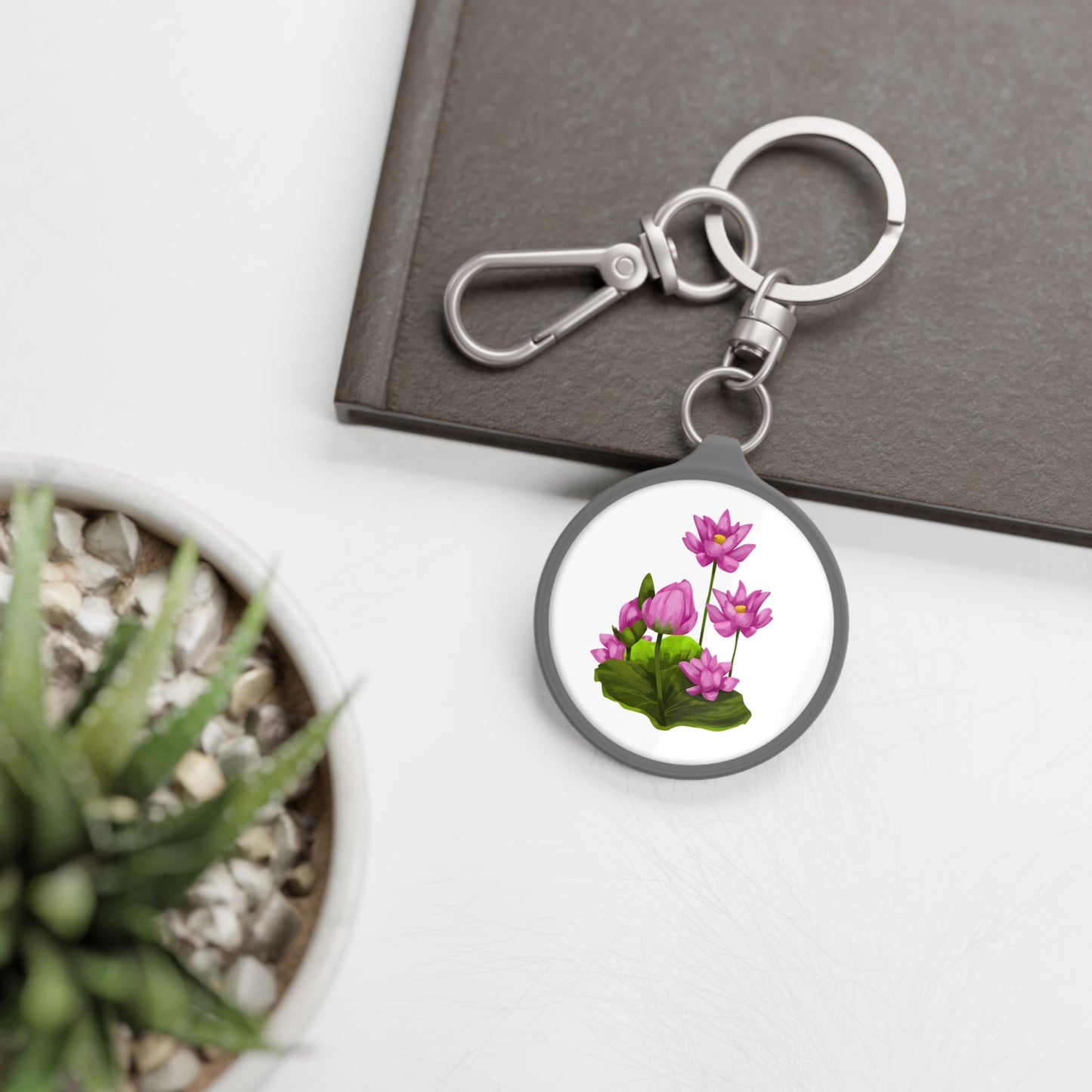 LOTUS BLUMEN • Edler Luxus Schlüsselanhänger mit Karabiner für Frauen & Männer