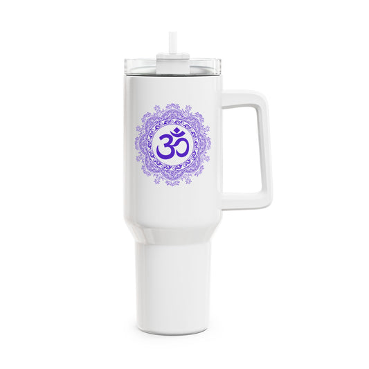 OM ZEICHEN MANDALA OHM SPIRITUELLES SYMBOL • Tumbler mit Henkel & Strohhalm • XXL Reisebecher 1,2L - YOGA SANTA