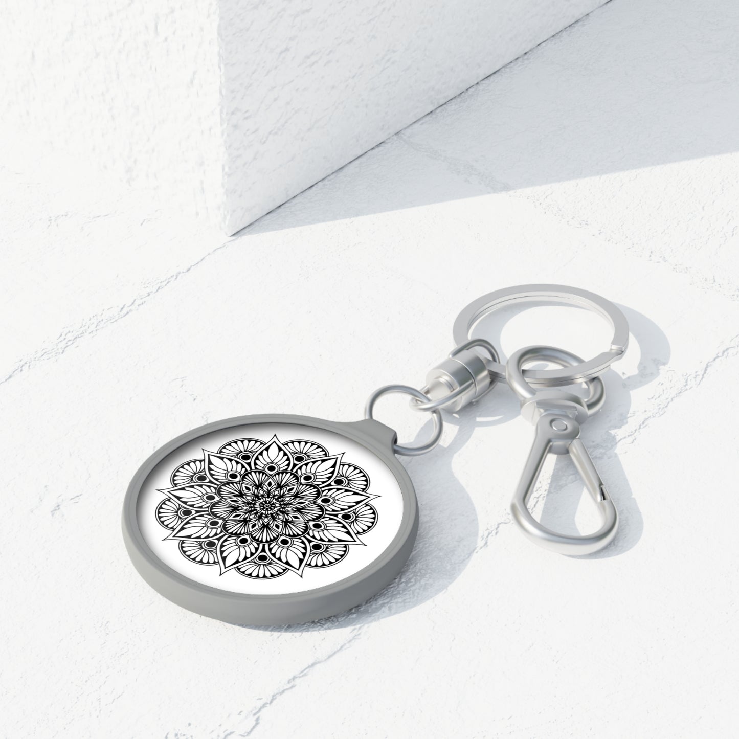 MANDALA BLUME STERN • Edler Luxus Schlüsselanhänger mit Karabiner für Frauen & Männer