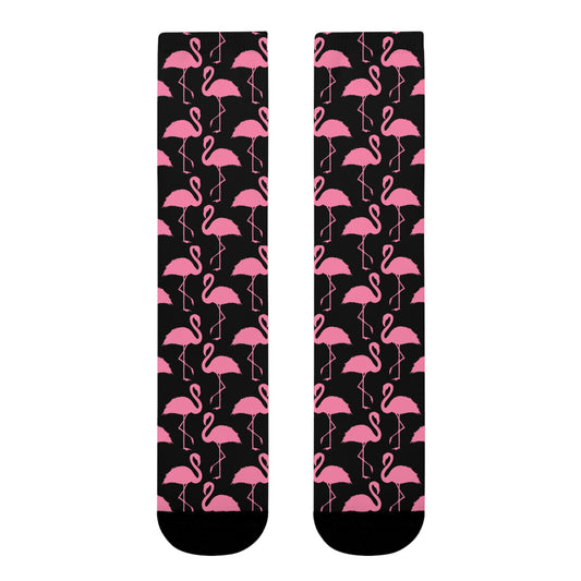 FLAMINGO VOGEL PINK ROSA LUSTIG WITZIGE • HAPPY SOCKS Crew Socken Schwarz mit Motiv