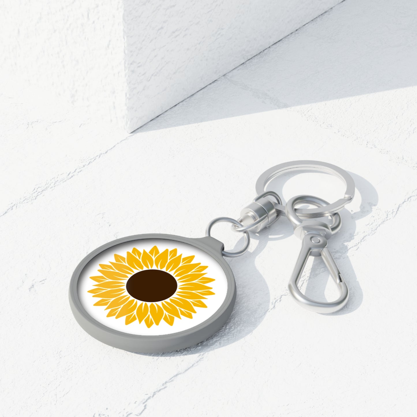 SONNENBLUME • Edler Luxus Schlüsselanhänger mit Karabiner für Frauen & Männer
