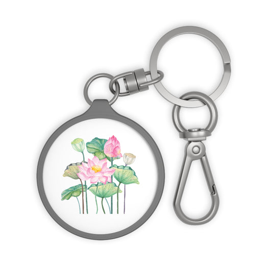 LOTUSBLÜTEN AQUARELL ZEICHNUNG • Edler Luxus Schlüsselanhänger mit Karabiner für Frauen & Männer