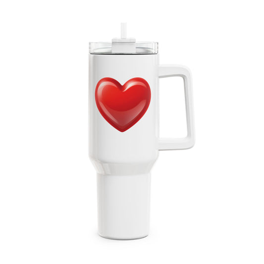 HERZ ROT HERZCHEN KNALLROT • Tumbler mit Henkel & Strohhalm • XXL Reisebecher 1,2L