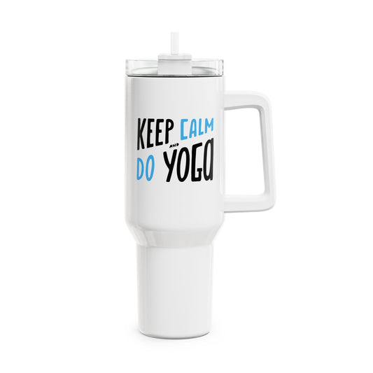 KEEP CALM DO YOGA  • Tumbler mit Henkel & Strohhalm • XXL Reisebecher 1,2L - YOGA SANTA