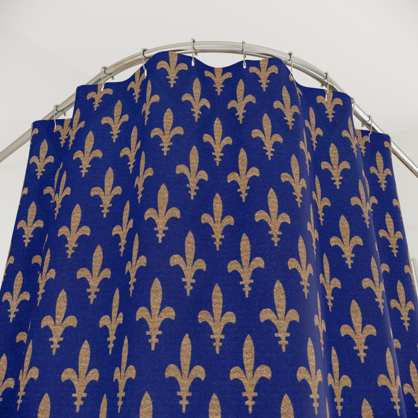 FLEUR-DE-LIS • LILIENBLÜTEN BLUMENMUSTER • DUSCHVORHANG FÜR DEIN ADEL • 180x200 cm BLAU