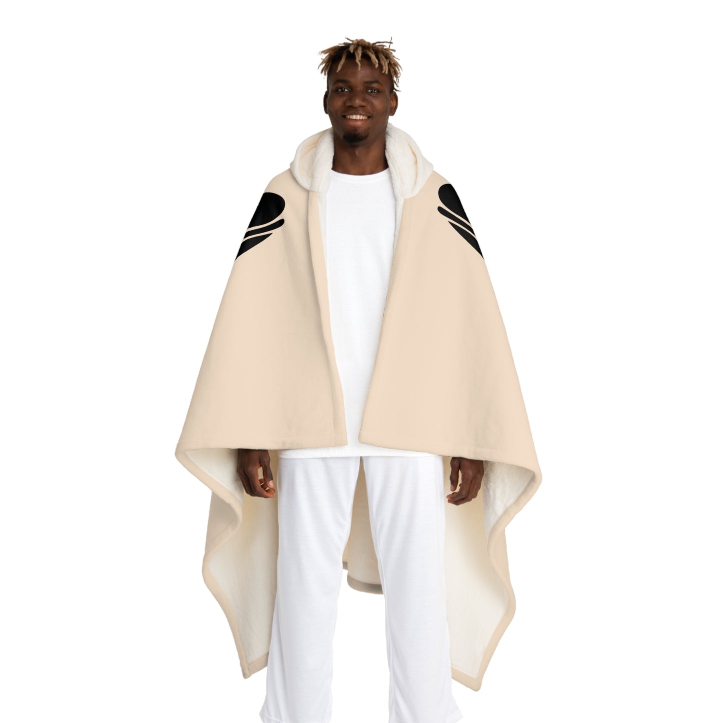FLÜGEL WIE EIN ENGEL • Kapuzen Kuscheldecke Beige Creme • Wohndecke Sherpa 130cm x 180cm