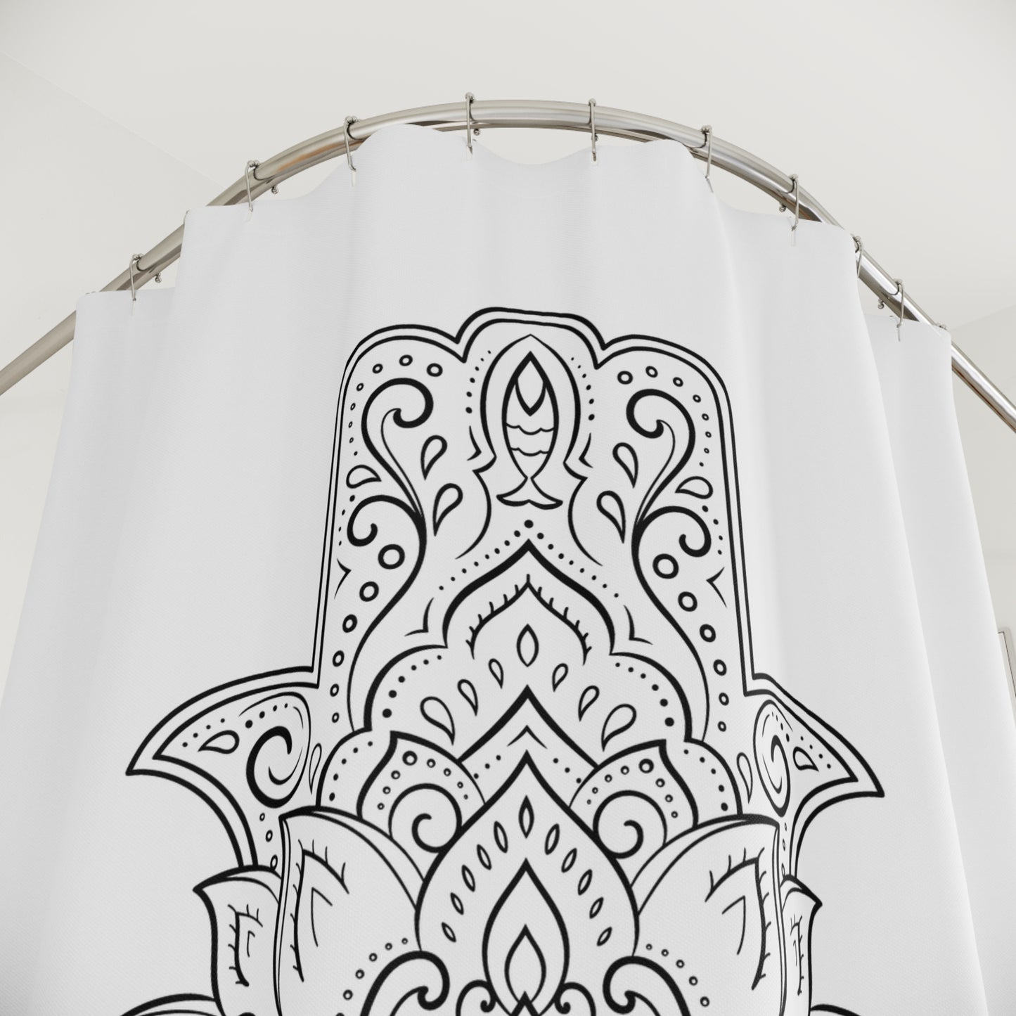 FATIMAS HAND - ÄSTHETISCH • Hochwertiger, Schöner Duschvorhang 180x200 cm Weiss