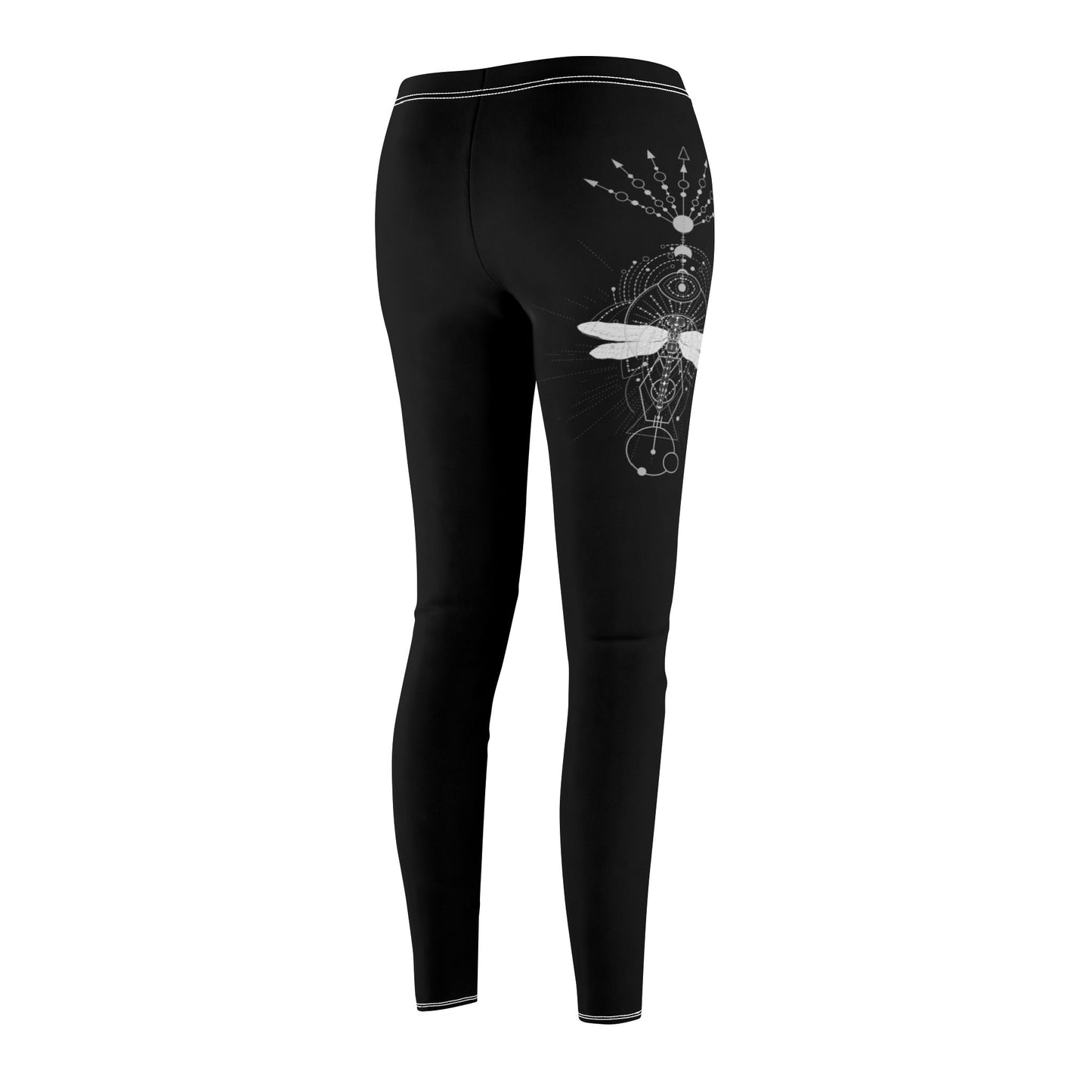 LIBELLE MOND FEE ZEICHNUNG • Spirituelle Kleidung - Damen Leggins Schwarz • Beste Leggings für Sport & Freizeit