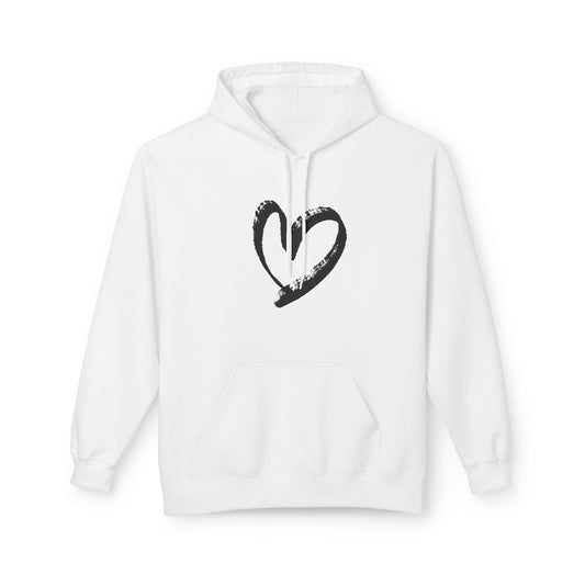 HERZ HERZCHEN HANDGEZEICHNETES DESIGN BILD MOTIV • Fleece Fitness Hoodie für Damen & Herren Kuschelpullover • Baumwolle 🌿
