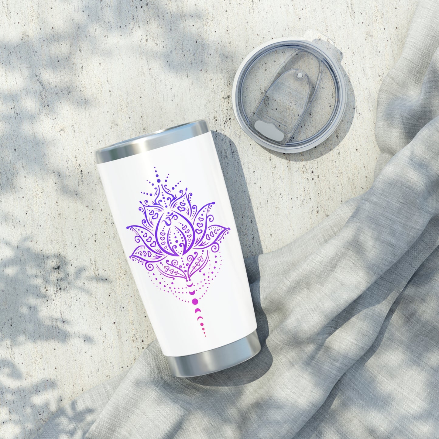 LOTUSBLUME MONDHPHASEN • Blüte Lila Violet Pink Kunstdruck Handgezeichnet • Thermo-Reisebecher XL • 590 ml • Tumbler Vagabond