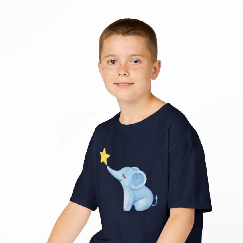 ELEFANT STERN SÜß NIEDLICH COMIC ZEICHNUNG • Pijama Schlafoberteil Oversize Kinder T-Shirt Mädchen Jungen • BIO Baumwolle 🌿