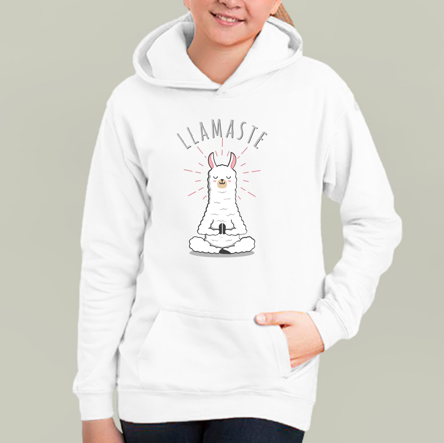 LLAMASTE LAMA LUSTIGE COMIC ZEICHNUNG TIERYOGA • Kinder Hoodie für Mädchen & Jungen (7–16 Jahre) | Kuschelweiche Baumwolle 🌿