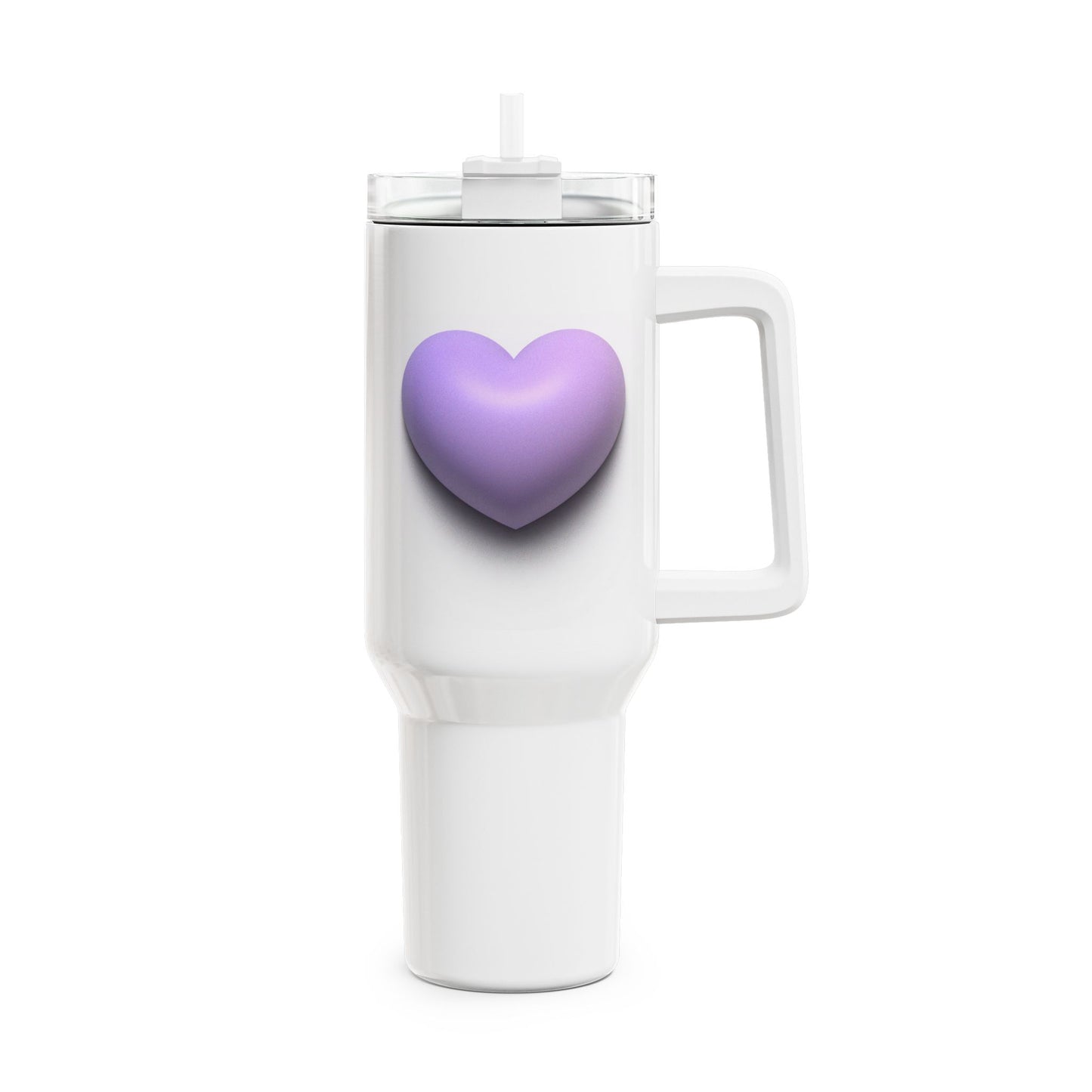 HERZ VIOLETT FLIEDER LILA • Tumbler mit Henkel & Strohhalm • XXL Reisebecher 1,2L