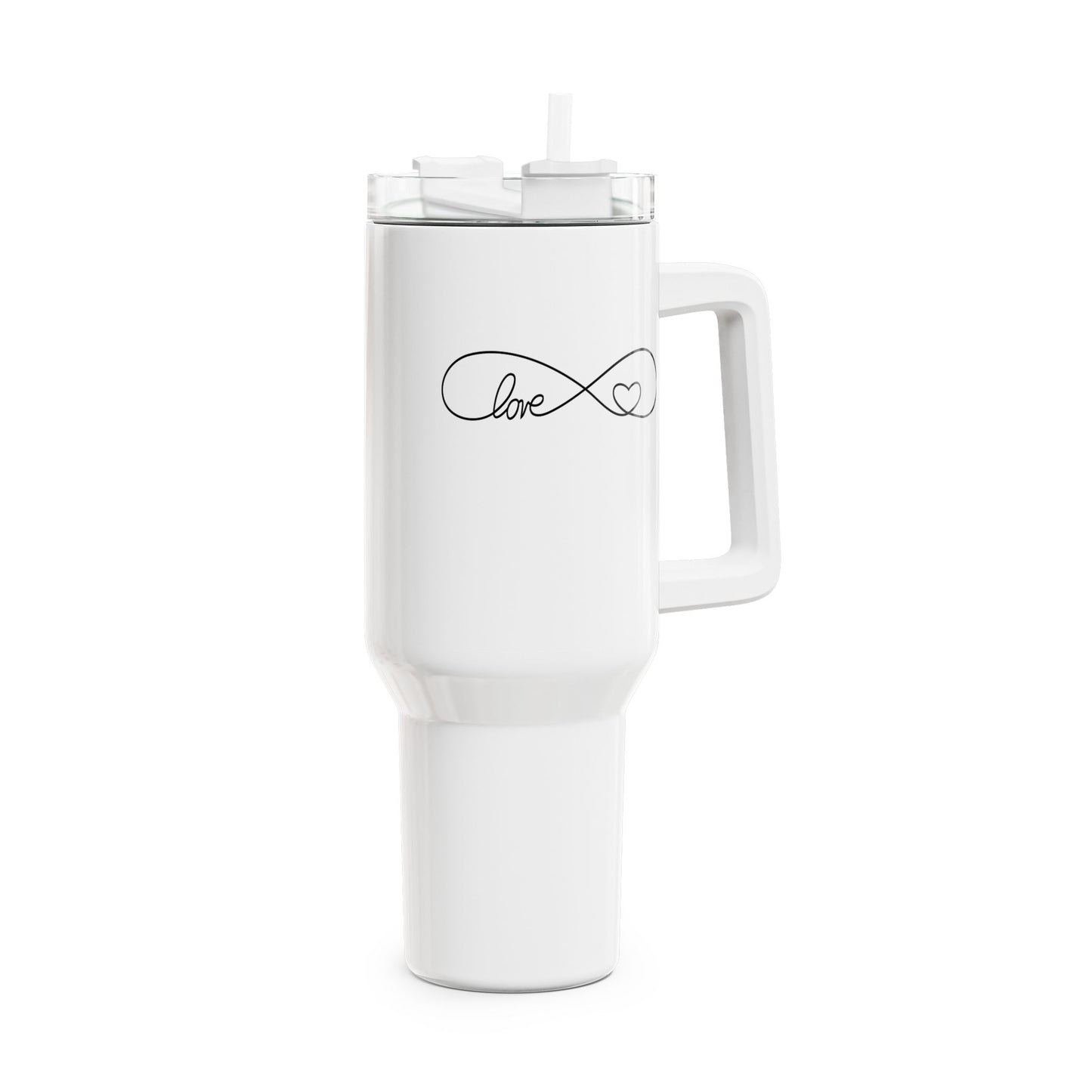 UNENDLICHKEITS ZEICHEN LIEBE HERZ • Tumbler mit Henkel & Strohhalm • XXL Reisebecher 1,2L