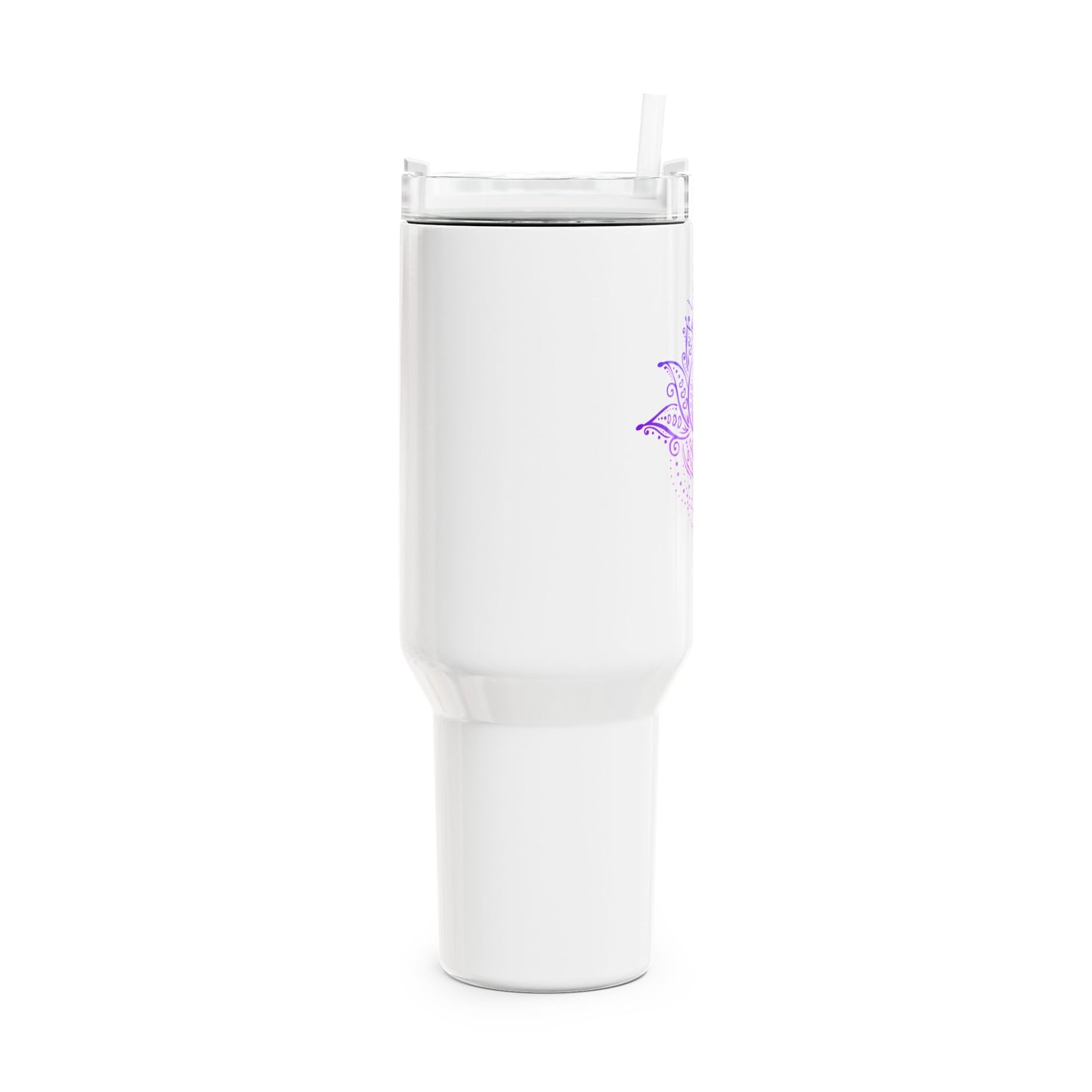 LOTUSBLÜTE LILA KUNSTDRUCK ÄSTHETISCH • Tumbler mit Henkel & Strohhalm • XXL Reisebecher 1,2L - YOGA SANTA