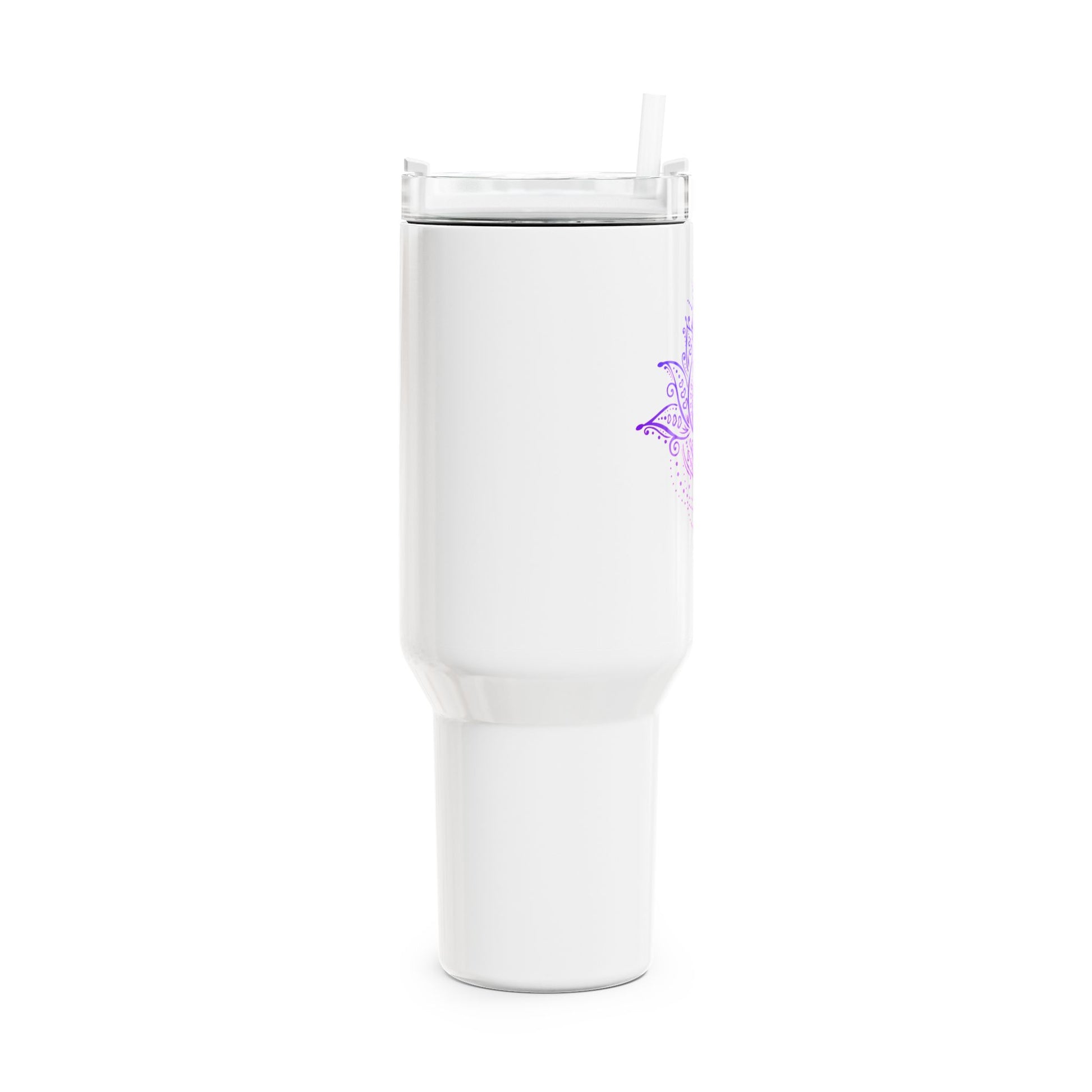 LOTUSBLÜTE LILA KUNSTDRUCK ÄSTHETISCH • Tumbler mit Henkel & Strohhalm • XXL Reisebecher 1,2L - YOGA SANTA