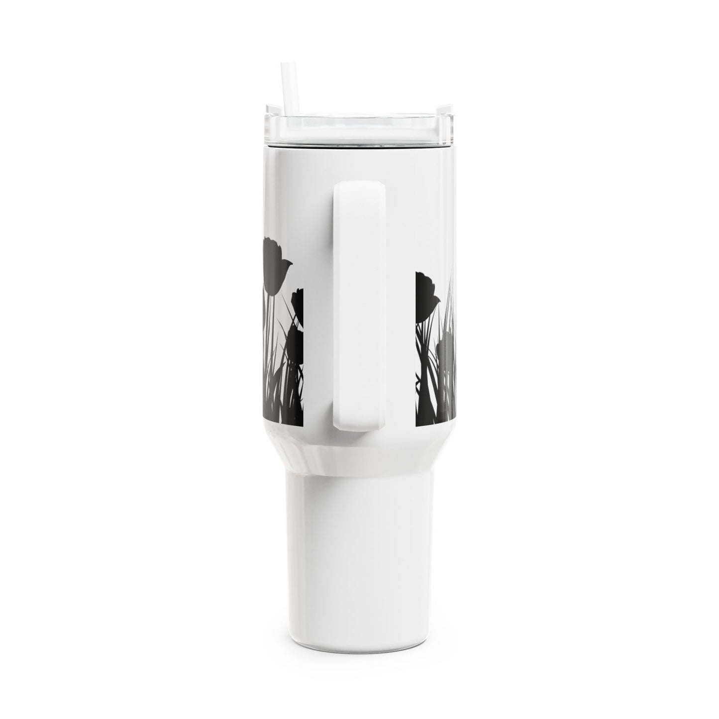 MOHNBLUMEN WIESE SCHMETTERLINGE • Tumbler mit Henkel & Strohhalm • XXL Reisebecher 1,2L