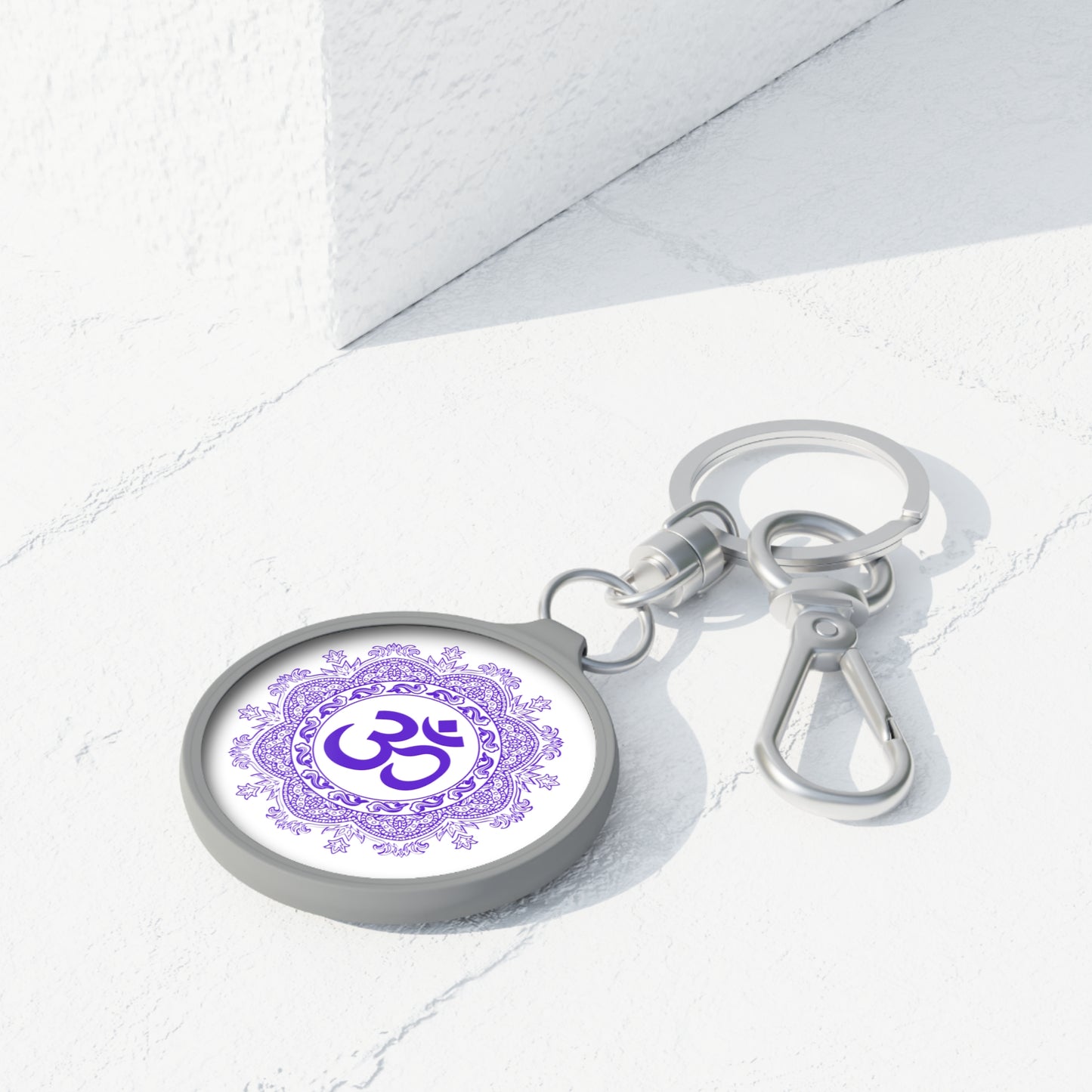 OM SYMBOL MANDALA SPIRITUELL • Edler Luxus Schlüsselanhänger mit Karabiner für Frauen & Männer