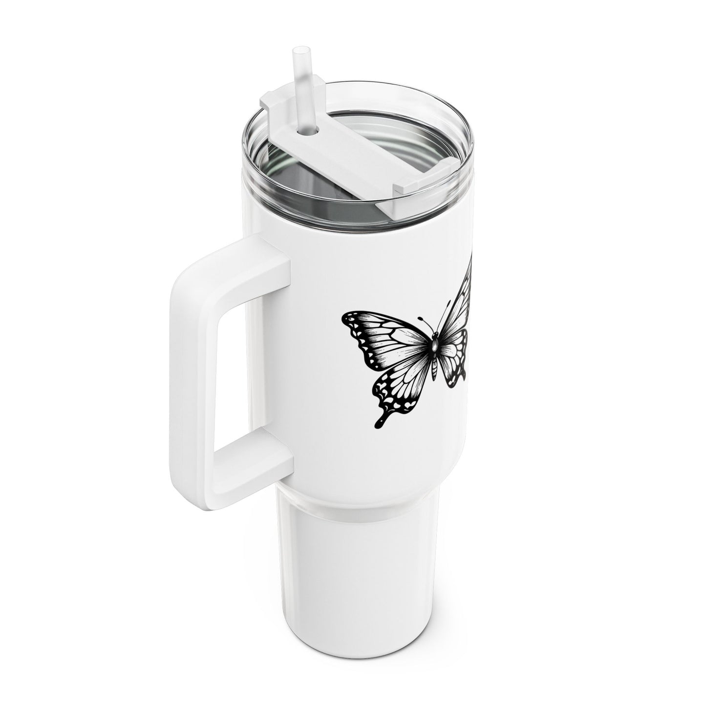SCHMETTERLING CLIPART BILDCHEN • Tumbler mit Henkel & Strohhalm • XXL Reisebecher 1,2L