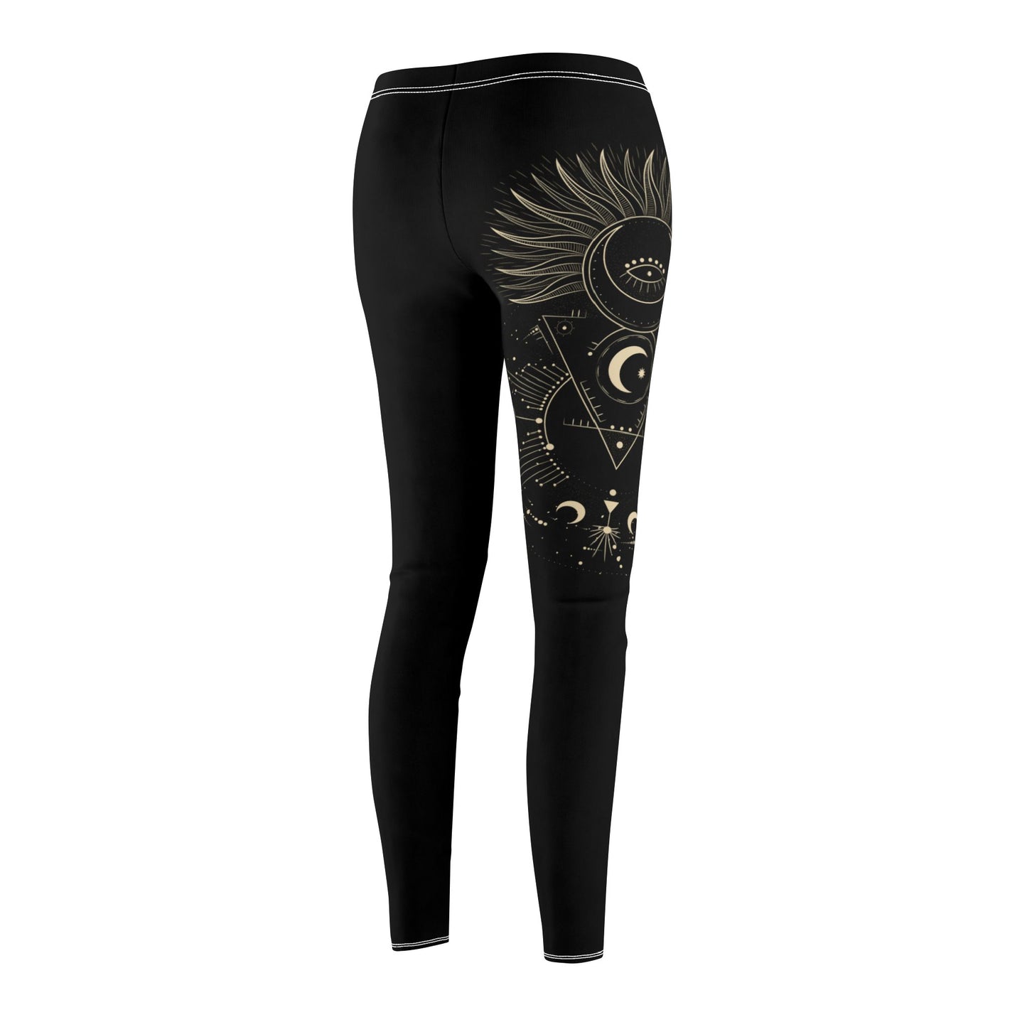 SONNE MOND STERNENHIMMEL ZEICHNUNG PLANETEN • Damen Leggins Schwarz • Beste Leggings für Sport & Freizeit