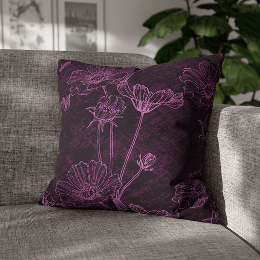 BLUMEN ROSA • Deko Kissenbezug mit Reißverschluss Quadratisch LILA VIOLET