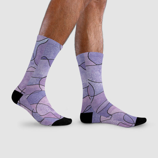 FLIEDER VIOLET LILA KUNSTDRUCK DESIGN • HAPPY SOCKS Crew Socken mit Motiv