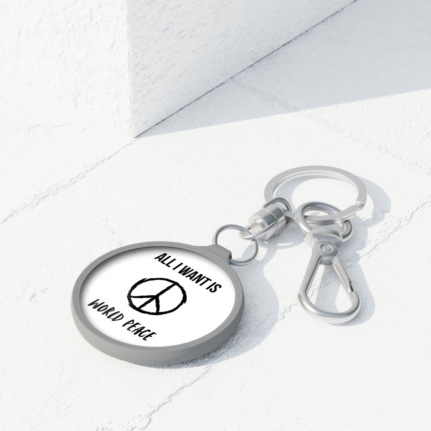 PEACE ZEICHEN - ALL I WANT IS WORLDPEACE • Edler Luxus Schlüsselanhänger mit Karabiner für Frauen & Männer