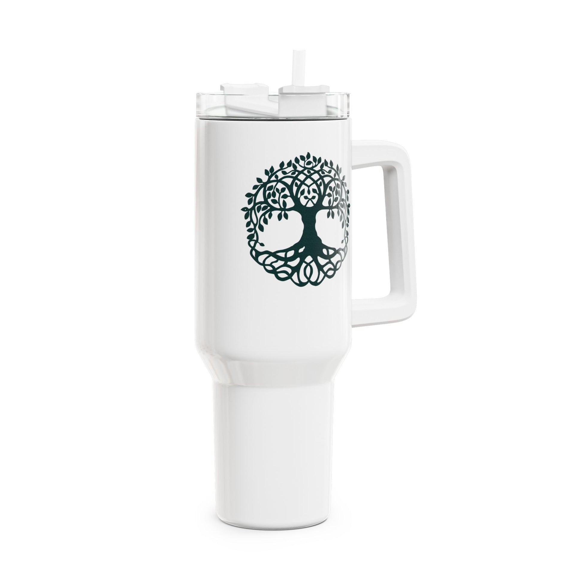 BAUM DES LEBENS ZEICHNUNG ÄSTHETISCH • Tumbler mit Henkel & Strohhalm • XXL Reisebecher 1,2L - YOGA SANTA