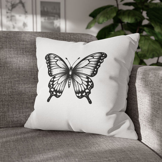 SCHMETTERLING SCHÖN • Deko Kissenbezug mit Reißverschluss Quadratisch Weiß