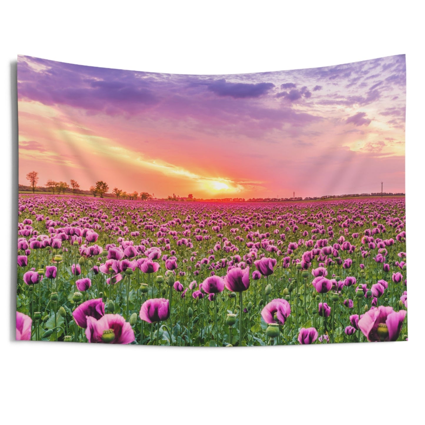 BLUMENWIESE LILA BLÜTEN • Urlaubsmotiv • Wandtuch • Wandttepich • Wanddekor in v. Größen bis XXL